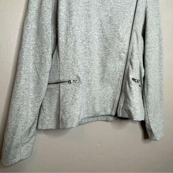 Banana Republic Asymmetrical Grey Long Sleeve Zip Fleece Jacket Size Large - Picture 6 of 8